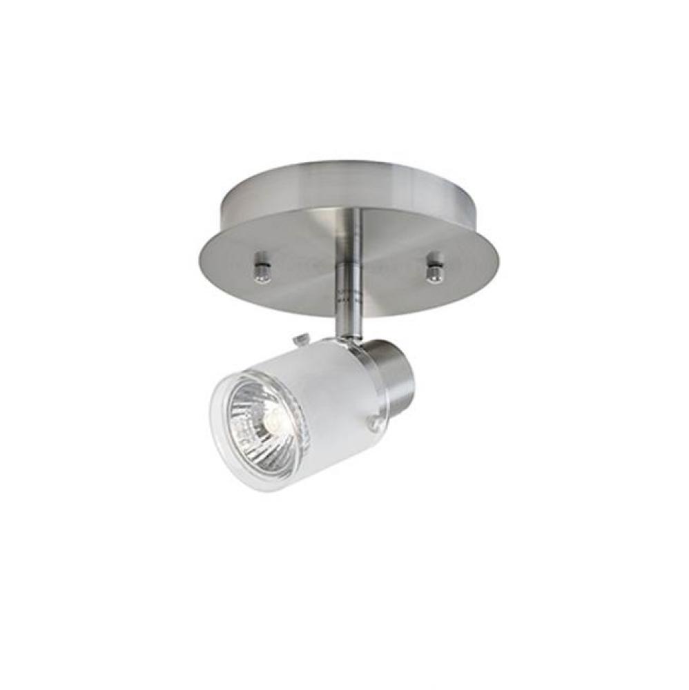 Single Lamp Monopoint Fixture With Frosted Glass Shade. Metal Finish In Brushed