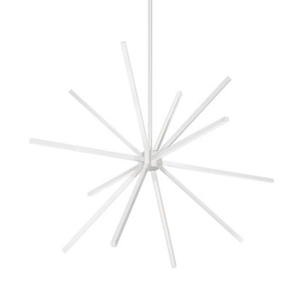 A Plethora Of Thin Linear Lights Converge At Numerous Angles Into A Central Cluster.