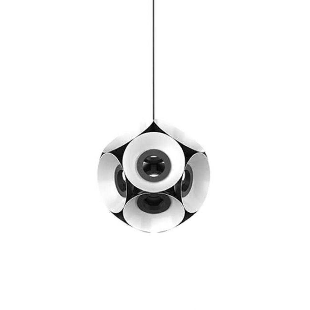Large-Scale Statement Piece, Multiple Spun-Aluminum Shades Clad A Hollow Core. Fine Textured Dark