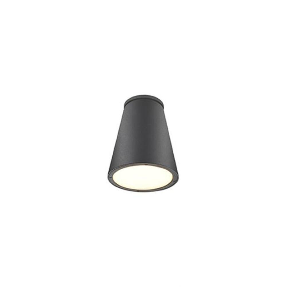 Cast Aluminum Conical Housing With Ceiling MountLightly Powder-Coated FinishOpal Round Glass