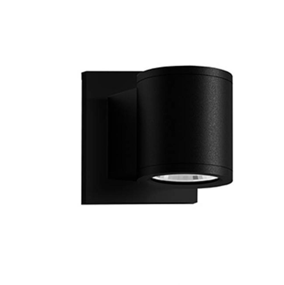 Architectural Exterior Wall Sconce, Die-Cast Aluminum Cylindrical Body With Clear Tempered Glass