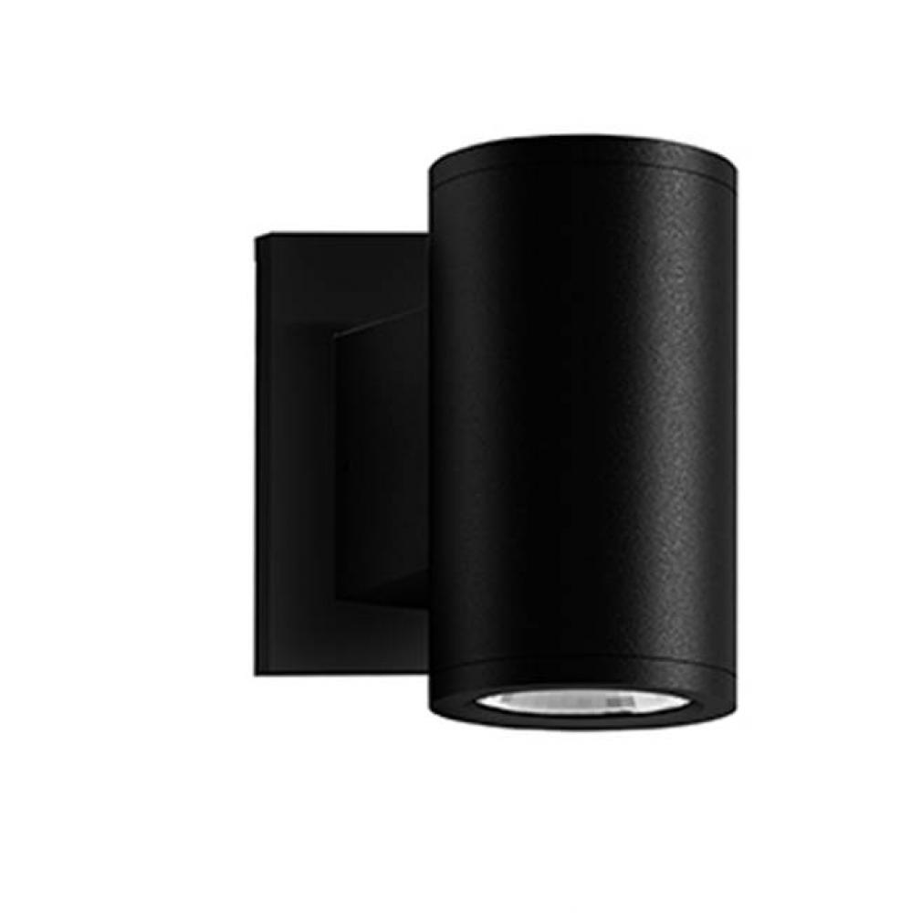 Architectural Exterior Wall Sconce, Die-Cast Aluminum Cylindrical Body With Clear Tempered Glass