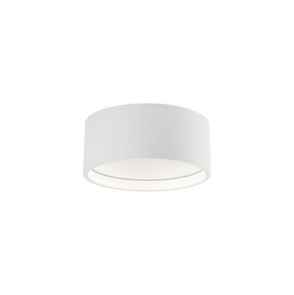 Led Flush Mount Made From Heavy Gauge Cast Aluminum Painted White, Slim Round Cylinder Shaped.