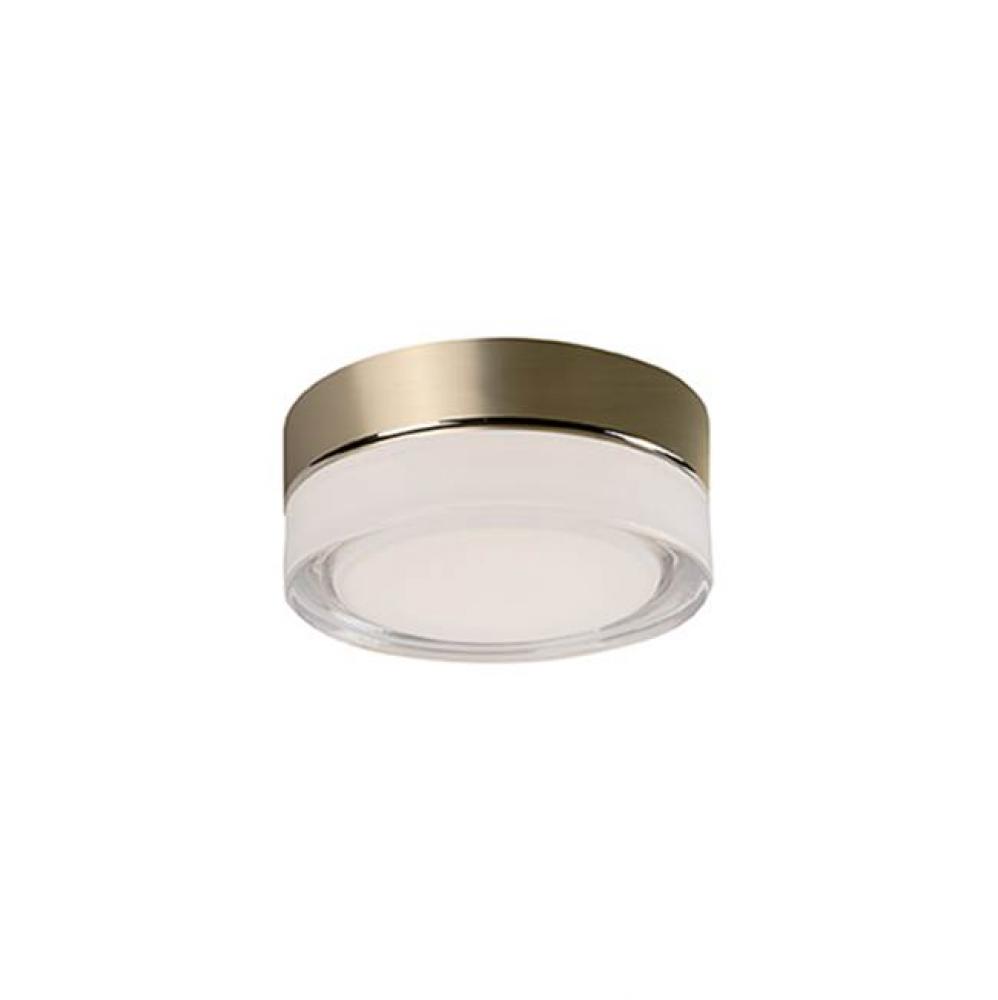 Single Led Round Flush Mount Ceiling Fixture With Two Finishes. Round Glass Polished Surface And