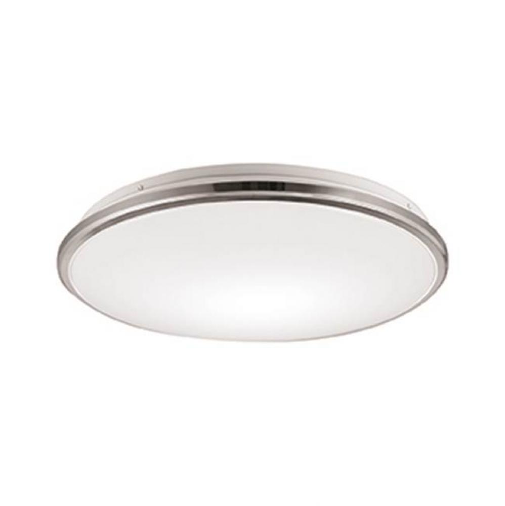Circular Steel Base With Polymeric Body, Frosted Acrylic Lens, Chrome Plated