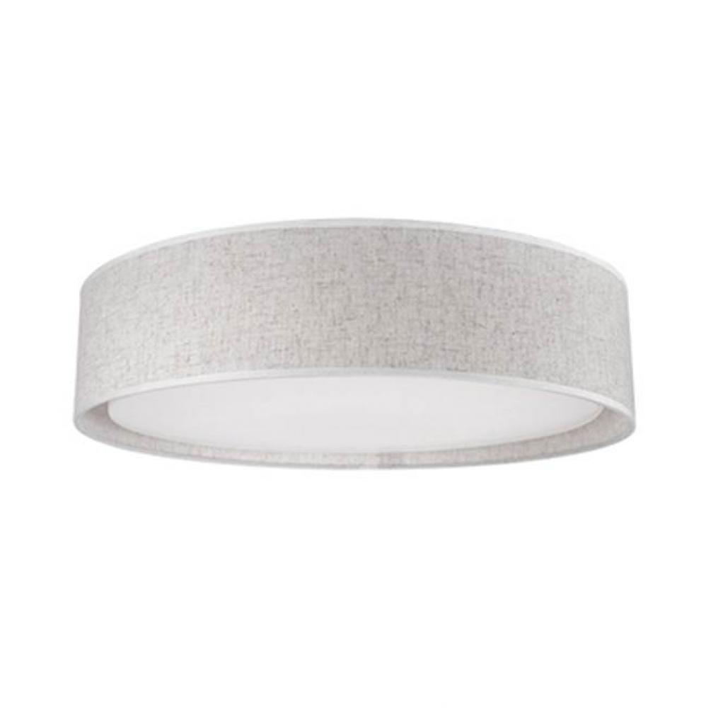 Round Led Flush Mount With A Refined Hand Tailored Textured Fabric Shade Available In Beige,