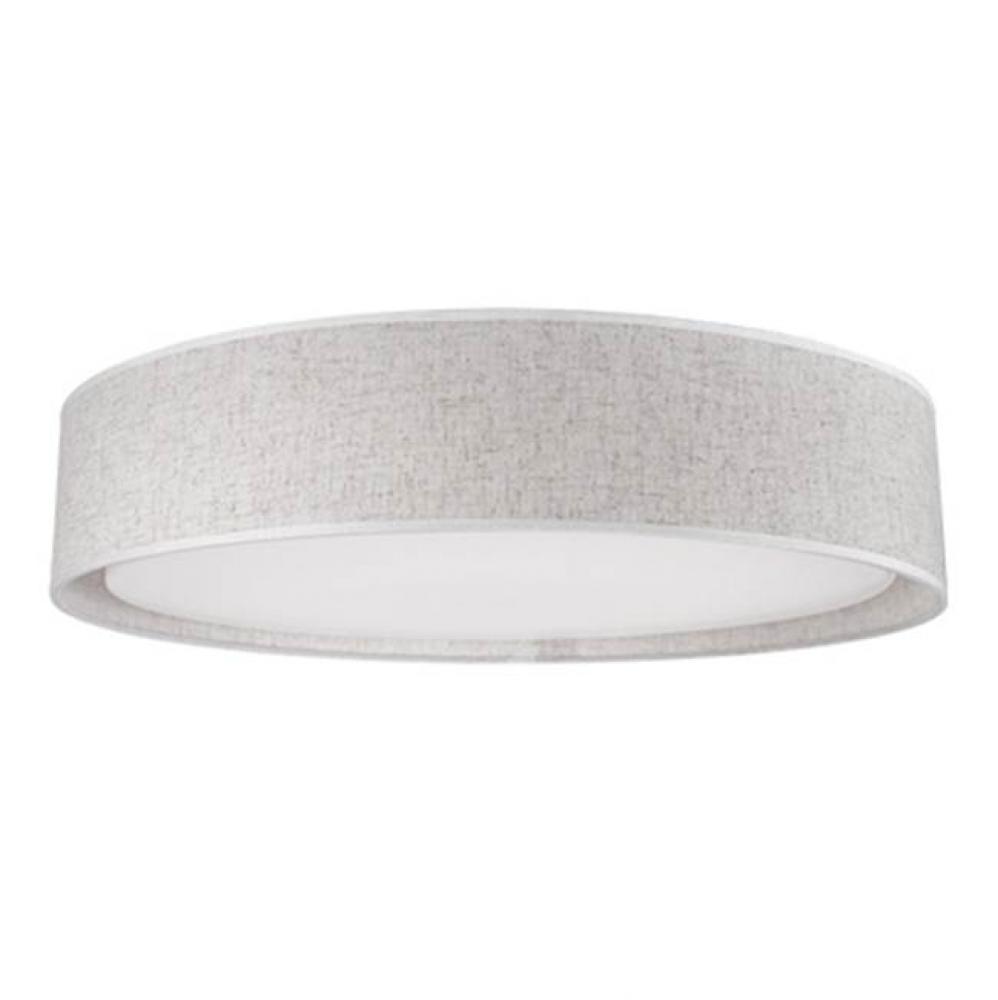 Round Led Flush Mount With A Refined Hand Tailored Textured Fabric Shade Available In Beige,
