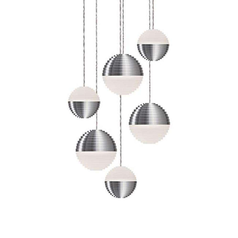Round Downward And Upward Light Led Multi-Pendant With Six Stratum Sphere Shaped Cast Aluminum
