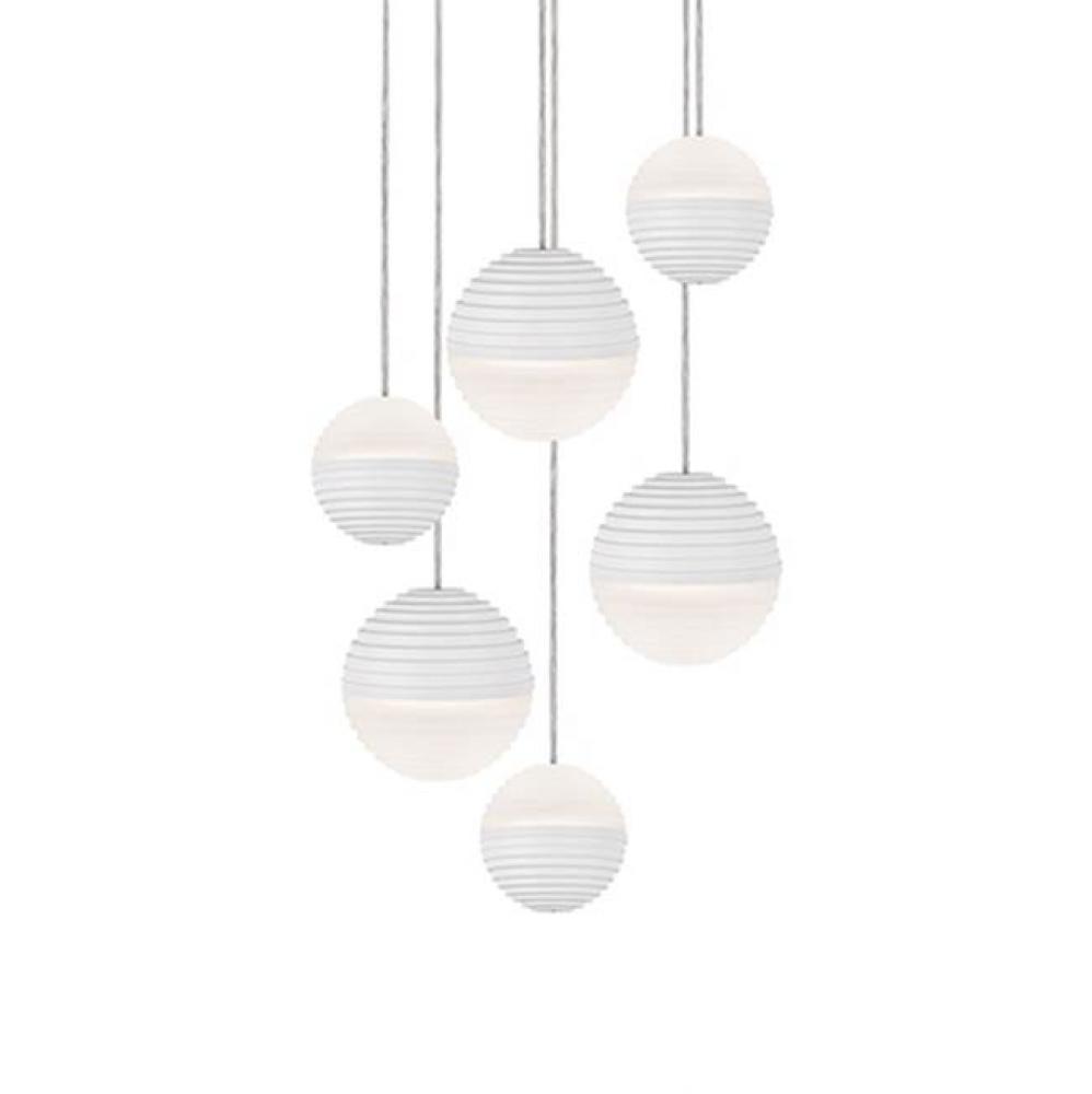 Round Downward And Upward Light Led Multi-Pendant With Six Stratum Sphere Shaped Cast Aluminum