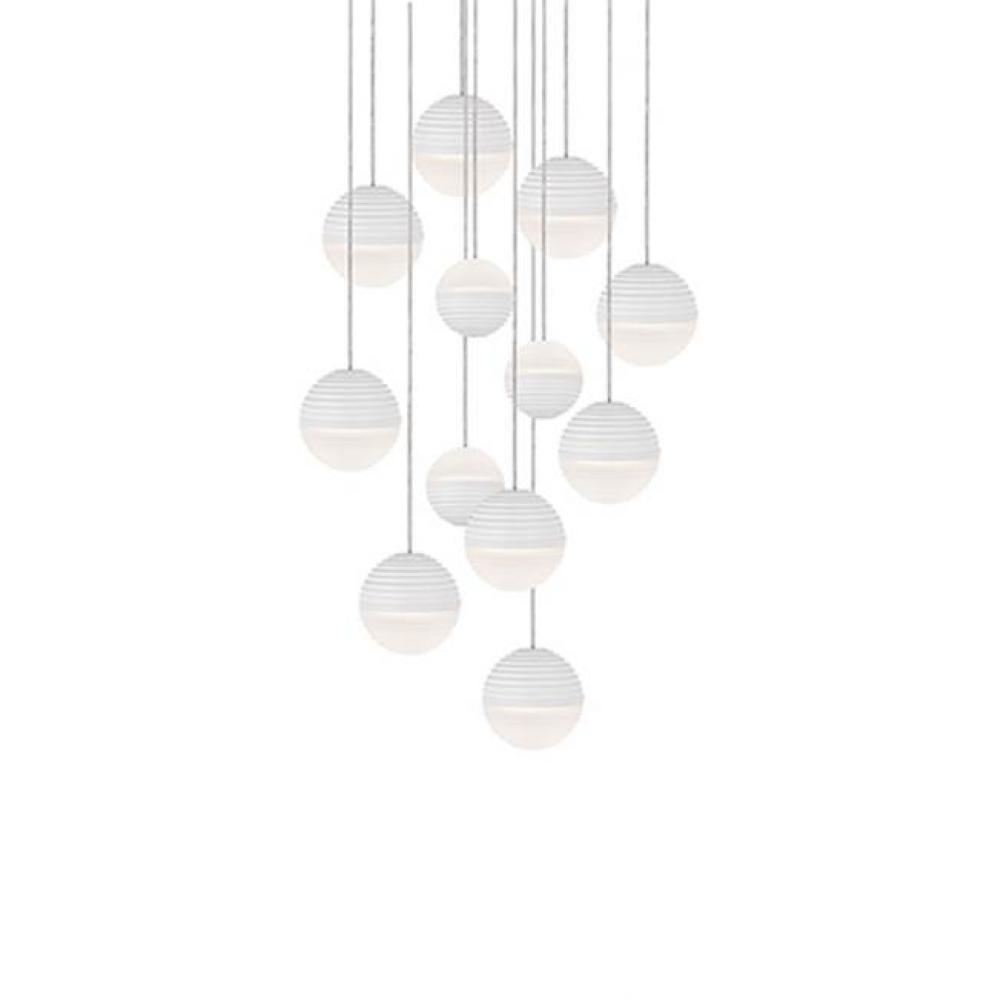Round Downward And Upward Light Led Multi-Pendant With Twelve Stratum Sphere Shaped Cast Aluminum