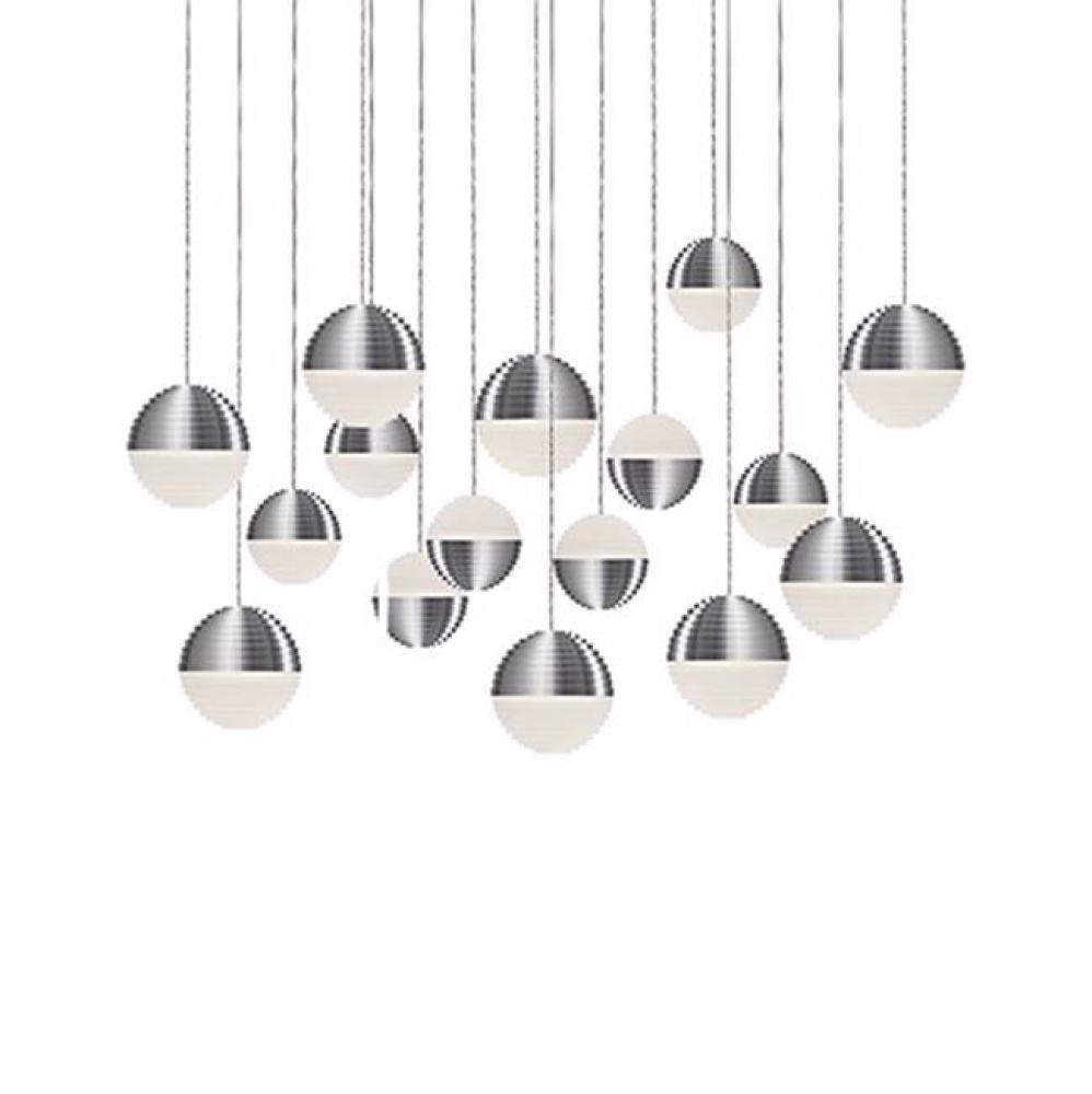 Square Downward And Upward Light Led Multi-Pendant With Sixteen Stratum Sphere Shaped Cast