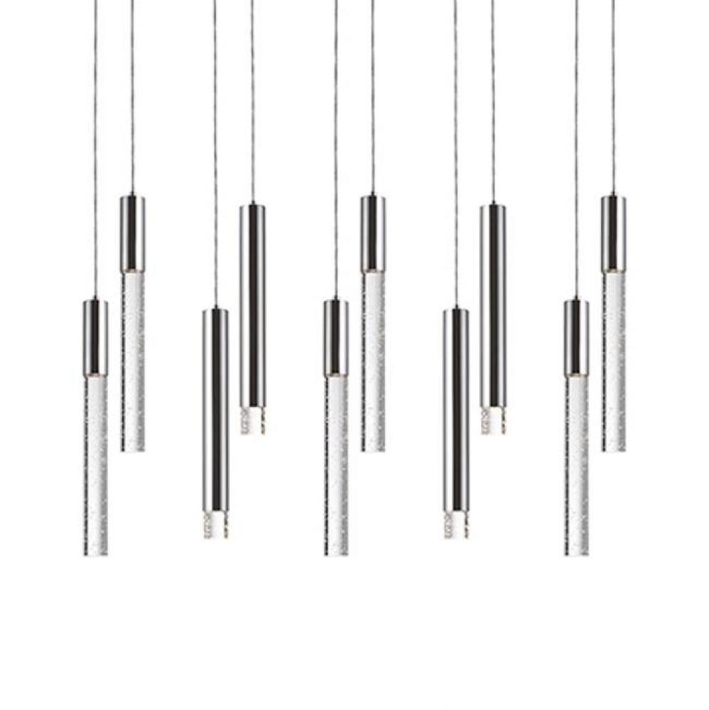 Rectangular Ten Led Multi-Pendant With Two Different Styled Pendants In A Mixed Arrangement. Six
