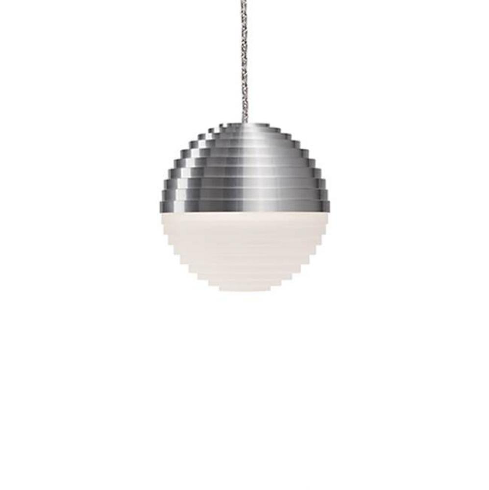 Single Downward Led Pendant With A Stratum Sphere Shaped Cast Aluminum With Matching Heavy Gauge