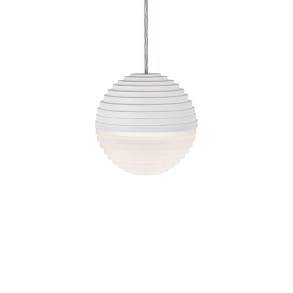 Single Downward Led Pendant With A Stratum Sphere Shaped Cast Aluminum With Matching Heavy Gauge