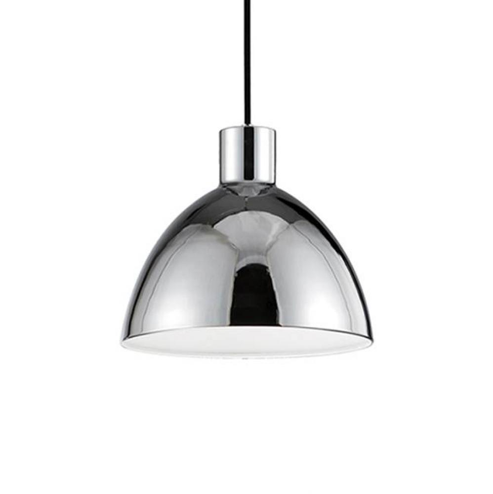 Single Led Pendant With A Heavy Plated Metal Dome Shaped Shade Available In Brushed Nickel,
