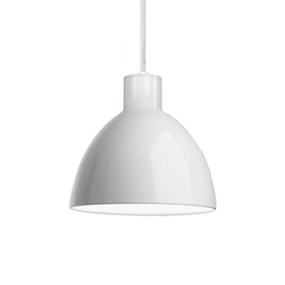Single Led Pendant With A Heavy Plated Metal Dome Shaped Shade Available In Brushed Nickel,