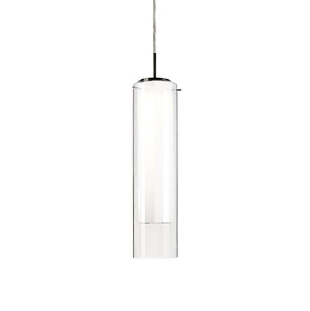 Single Led Pendant Fixture With Cylindrical Glass Shade Plus Concentric Cylindrical Diffuse White