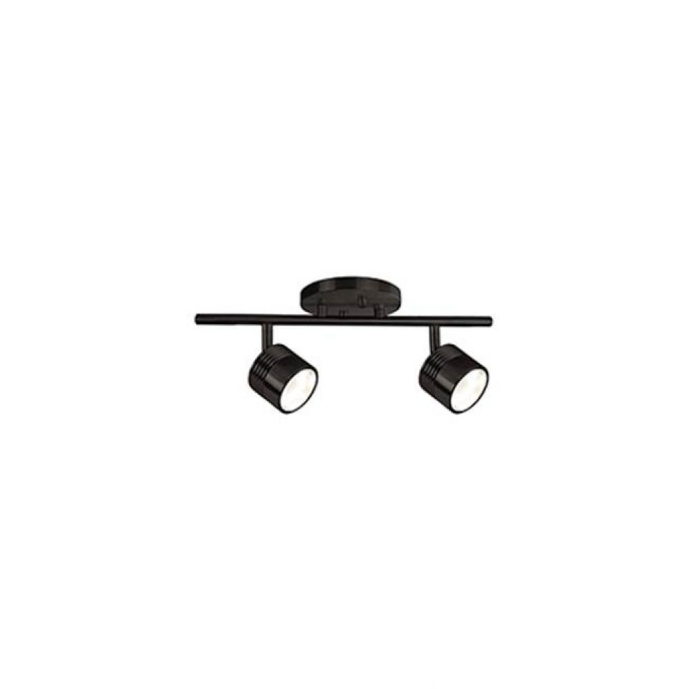 Modern Led Fixed Track Fixture With Two Die Cast Aluminum Heads And Frosted Glass Diffusers. Each