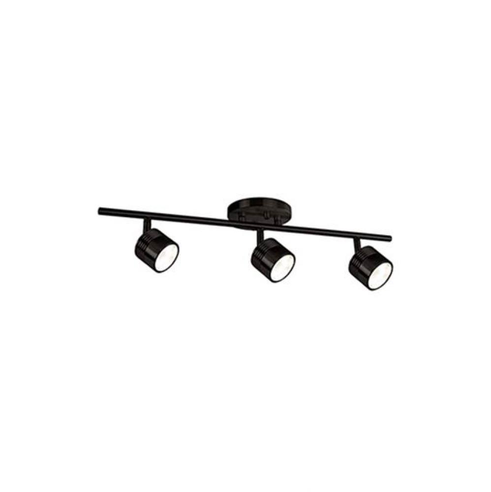 Modern Led Fixed Track Fixture With Three Die Cast Aluminum Heads And Frosted Glass Diffusers.