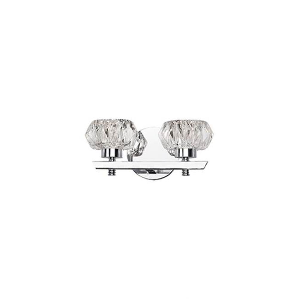 Beautiful Led Two Light Vanity With Elegant Vintage Crystal Cut Clear Glass And Polished Chrome