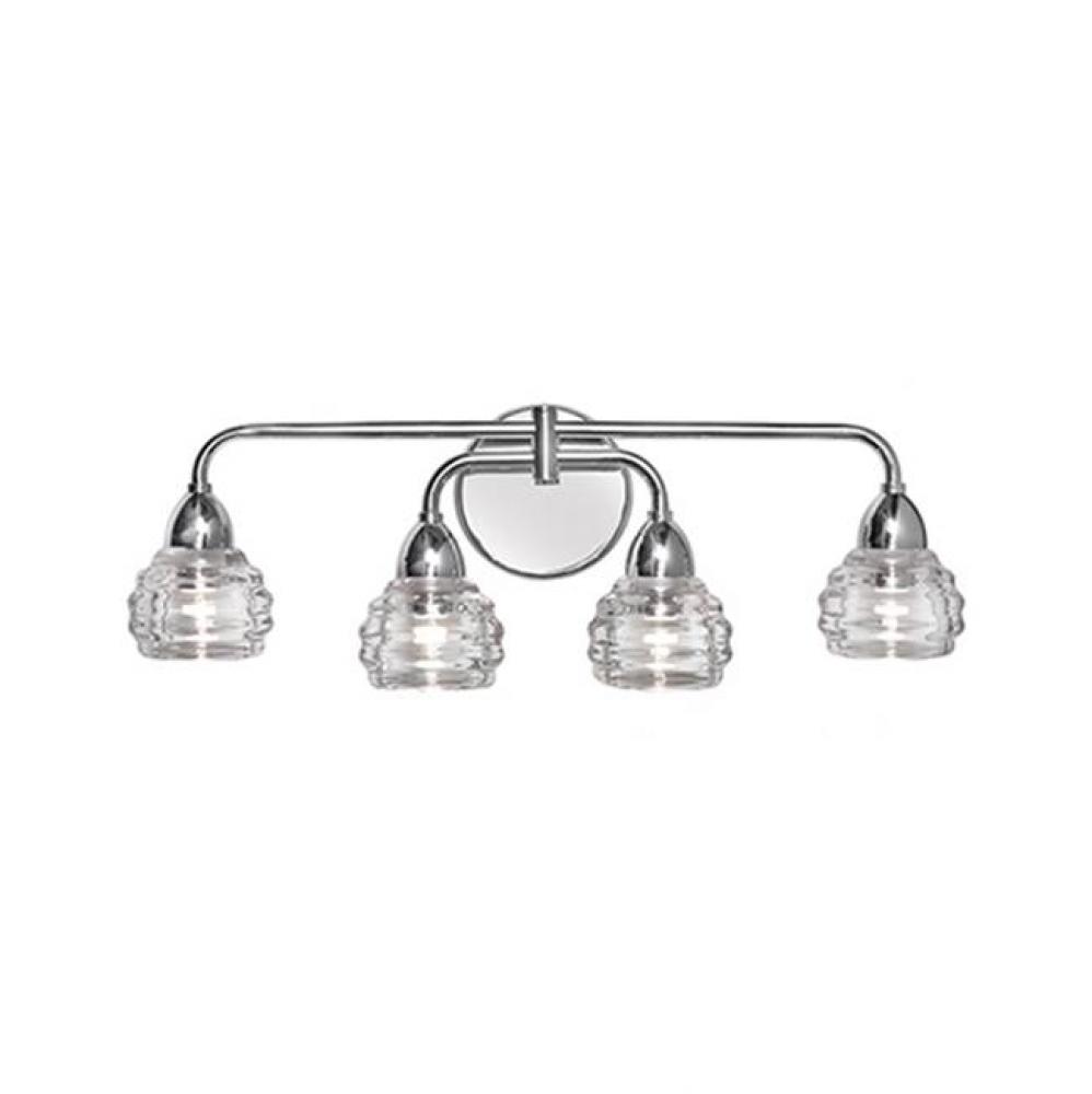 Classic But Modern Led Four Light Vanity, Spaced Across A Sleekly Designed Horizontal Curved Rods
