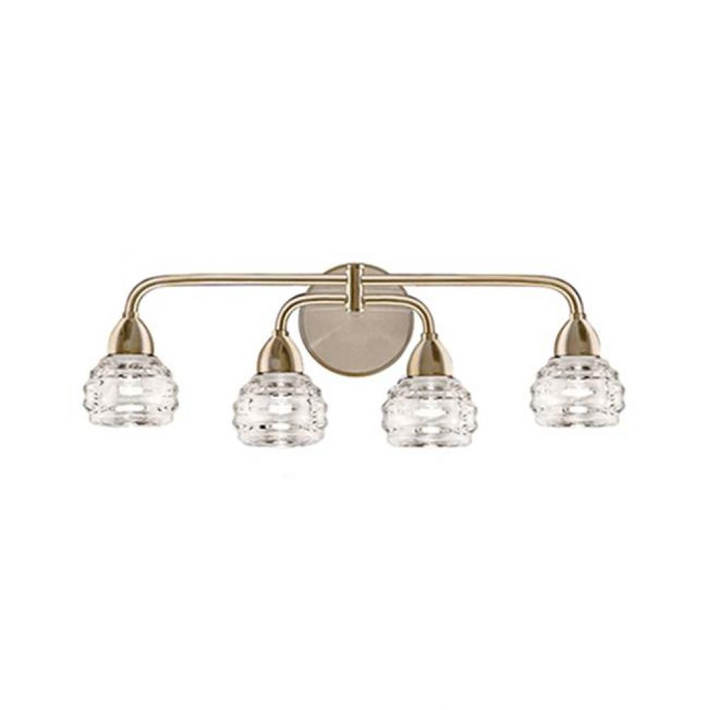 Classic But Modern Led Four Light Vanity, Spaced Across A Sleekly Designed Horizontal Curved Rods