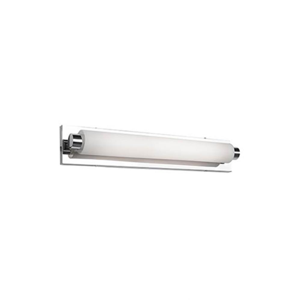 Modern Led Vanity With Cylinder Shaped White Opal Glass. Metal Details In Chrome Finish With Our
