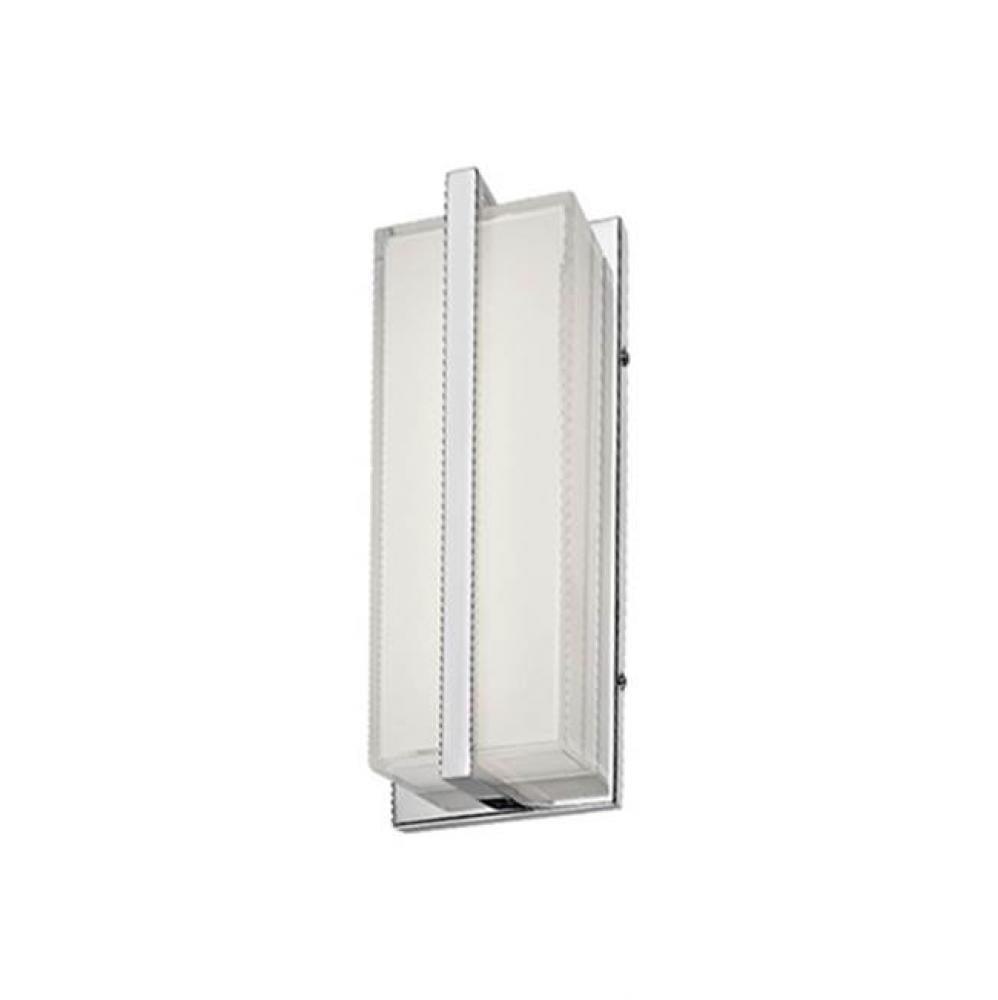 Elegant Led Vanity With Rectangular Frosted Glass With Fine Clear Edges; Brushed Nickel Or
