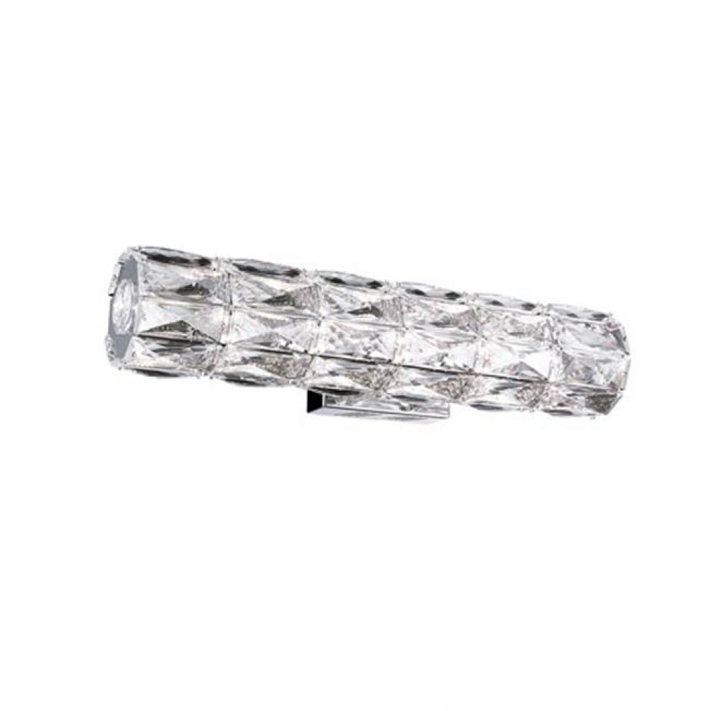 Cylinder Shaped Led Wall Sconce, With Exquisite Diamond Cut Clear Crystals Which Reflects The
