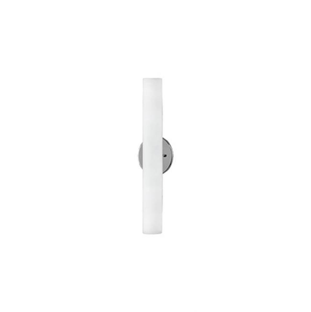 Led Wall Sconce With Cylinder Shaped White Opal Glass. Metal Details In Brushed Nickel Or Chrome