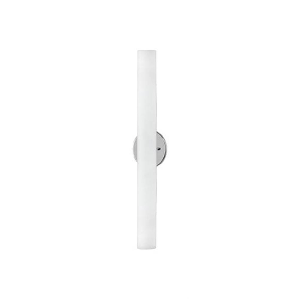 Single Led Wall Sconce With Cylinder Shaped White Opal Glass. Metal Details In Brushed Nickel Or