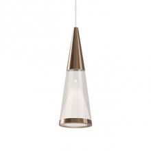 Kuzco 402401VB-LED - Single Led Lamp Pendant, Unique Conical Shape With Vintage Brass Tip, Clear With Internal Frosted