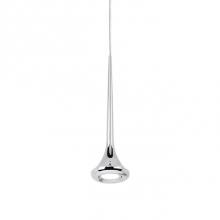 Kuzco 402601CH-LED - Single Led Lamp Pendant, Slender Trumpet Shaped With Bottom Frosted Diffuser. Chrome Canopy And