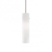 Kuzco 40291BN - Single Lamp Pendant With White Opal Cylinder Glass Shade. Metal Details In Brushed Nickel