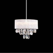Kuzco 444006 - Six Lamp Clear Ribbed Glass Rod Shade Pendant With Clear Hanging Crystals. Metal Details In