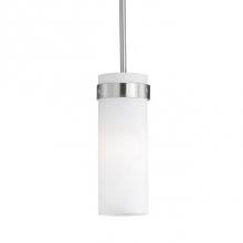 Kuzco 498011BN - Single Lamp Pendant With White Cylinder Opal Glass. Brushed Nickel Metal