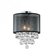 Kuzco 52152B - Two Lamp Ceiling Fixture  With Textured Black Organza Shade And Drops Of Clear Crystal Balls With