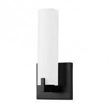 Kuzco 601484BK-LED - Cylindrical Opal Glass ExtrusionRectilinear Steel Details With Square BackplatePowder-Coated Or
