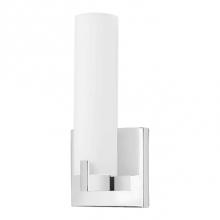 Kuzco 601484CH-LED - Single Lamp Led Wall Sconce With White Opal Glass Cylinder, Metal Details In Brushed Nickel Or