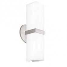 Kuzco 698112BN - Two Lamp Wall Sconce With Square White Opal White Glass And Brushed Nickel Metal
