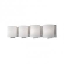 Kuzco 70234CH - Four Lamp Vanity With White Opal Cylinder Glass And Chrome Metal