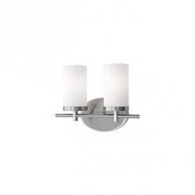 Kuzco 70272BN - Two Lamp Vanity With White Opal Cylinder Glass And Brushed Nickel Metal