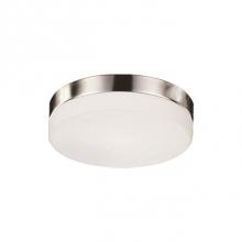 Kuzco FM2009-BN - Single Led Flush Mount Ceiling Fixture With Round White Opal Glass. Metal Details In Brushed