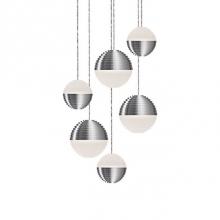 Kuzco MP10506-BN - Round Downward And Upward Light Led Multi-Pendant With Six Stratum Sphere Shaped Cast Aluminum
