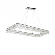 Kuzco PD7846 (3000k) - Aircraft Cable Suspended Pendant With Single Rectangular Ring Of Diamond Cut Clear Crystal Glass