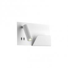 Kuzco WS16811L-WH - Adjustable Cylindrical Aluminum Spot Light Attached ToRectangular Wall MountFinely Textured