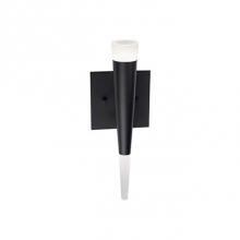 Kuzco WS2614-BK - Unique In Design With Black Metal Details Shaped As A Slender Cone. Top And Bottom Frosted