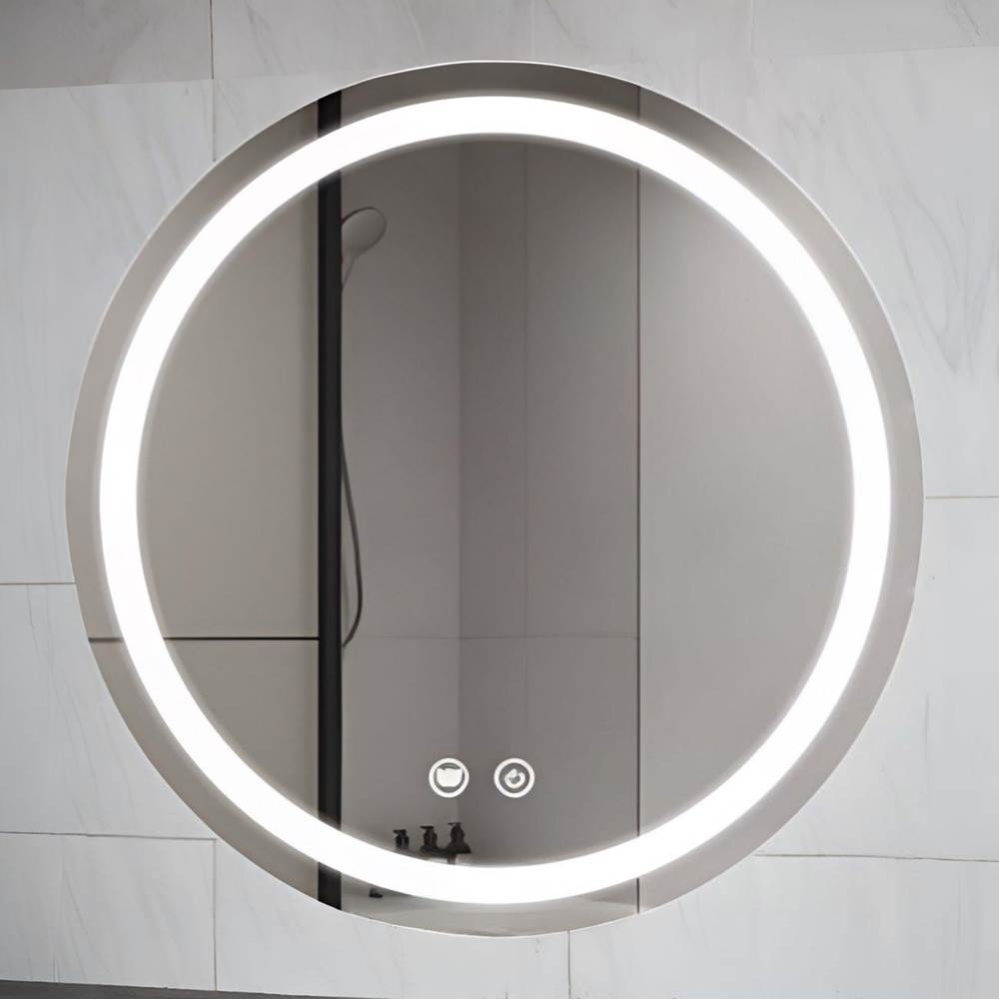 24 by 24 Inch Round Lighted Mirror with Anti-Fog