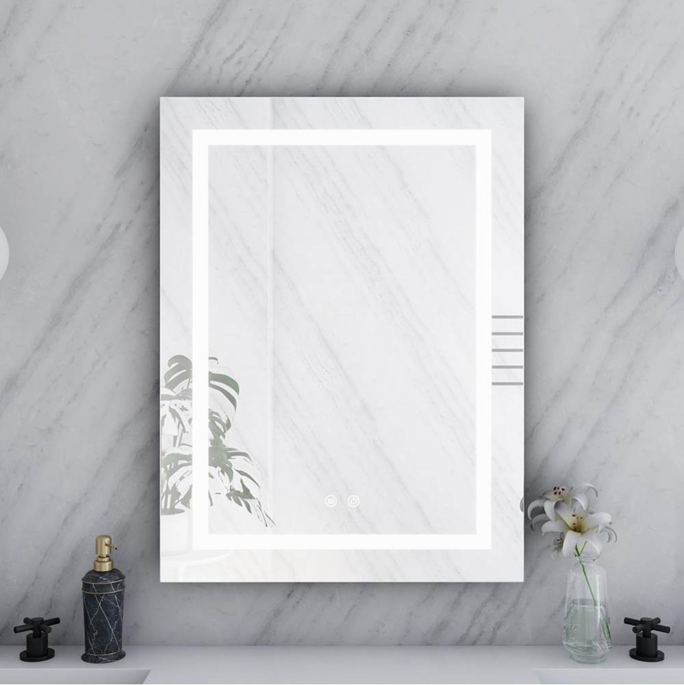 24 by 32 Inch Rectangle Lighted Mirror with Anti-Fog