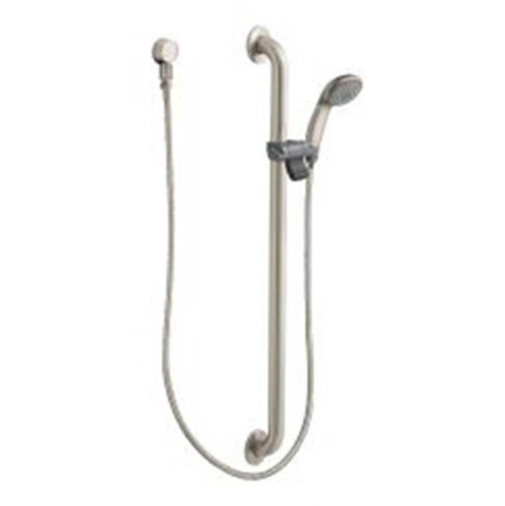 Classic brushed nickel slide bar/grab bar shower